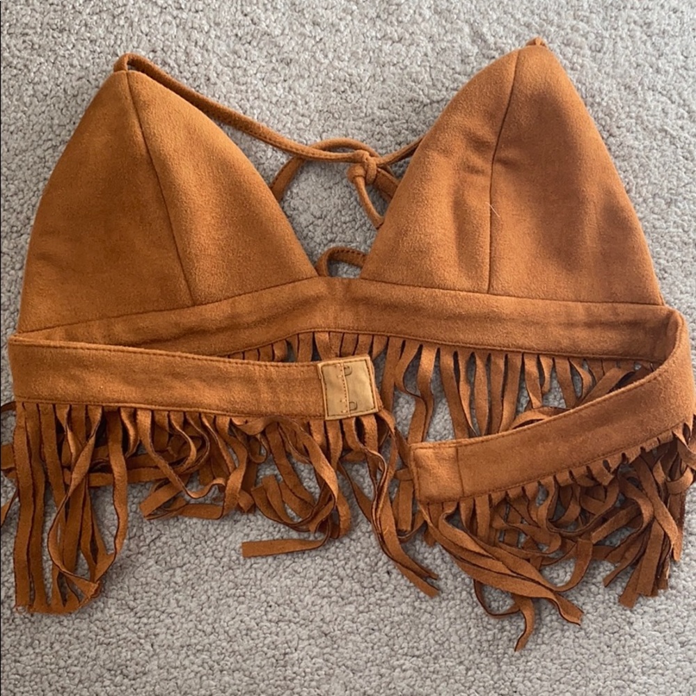 Fringe suede crop top